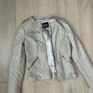 Guess Women's Beige Quilted faux Leather Jacket